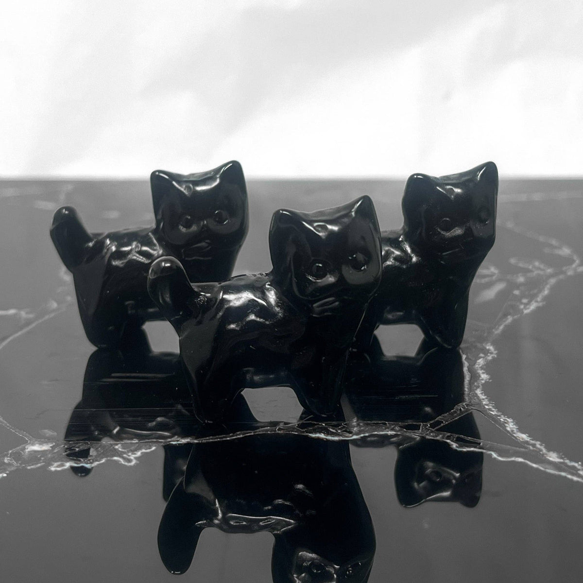Obsidian Kitten Carving