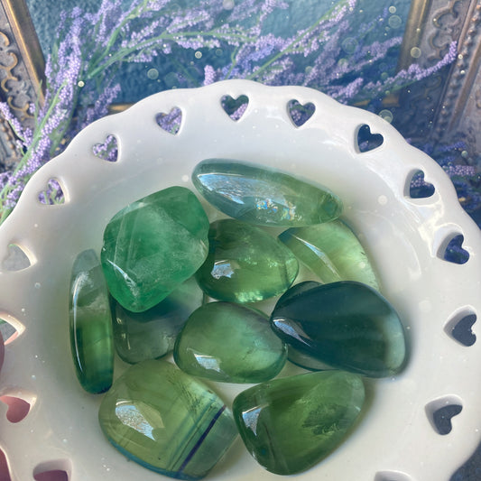 High Quality Large Tumbled Green Fluorite