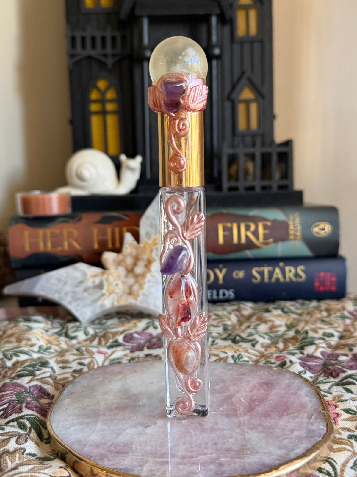Magickal Perfume Bottle - Rose Gold Citrine and Amethyst