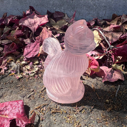 Large Rose Quartz Cat with Curly Tail - Sold Individually