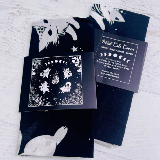 Witch Cats Ritual Cloth, Tarot Cloth, Altar Cloth