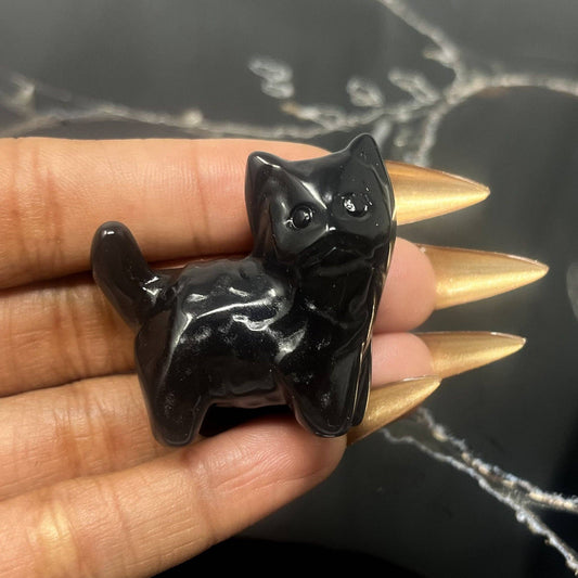 Obsidian Kitten Carving
