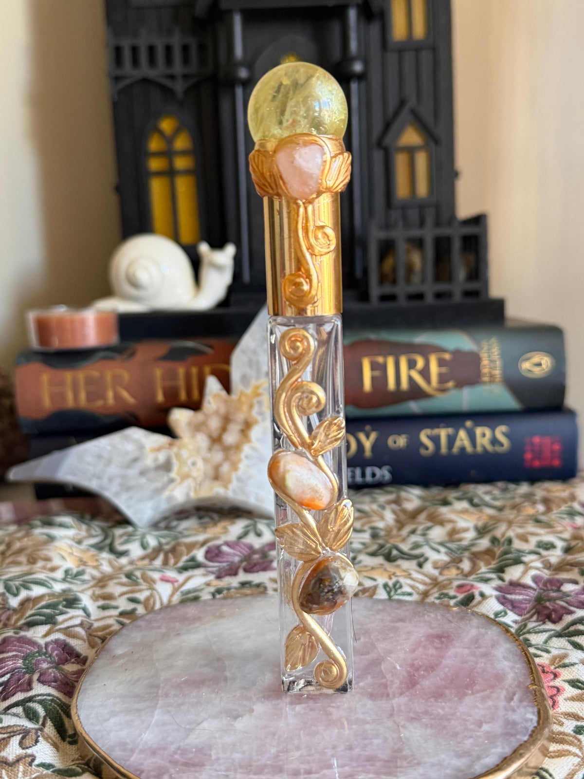 Magickal Perfume Bottle - Golden Citrine and Hematoid Quartz