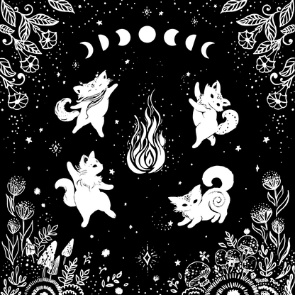 Witch Cats Ritual Cloth, Tarot Cloth, Altar Cloth