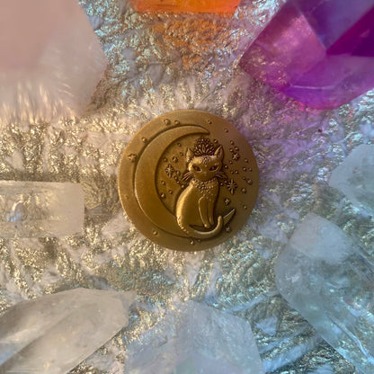 Witch Cats Golden Divination Coin, Talisman, Altar Decor
