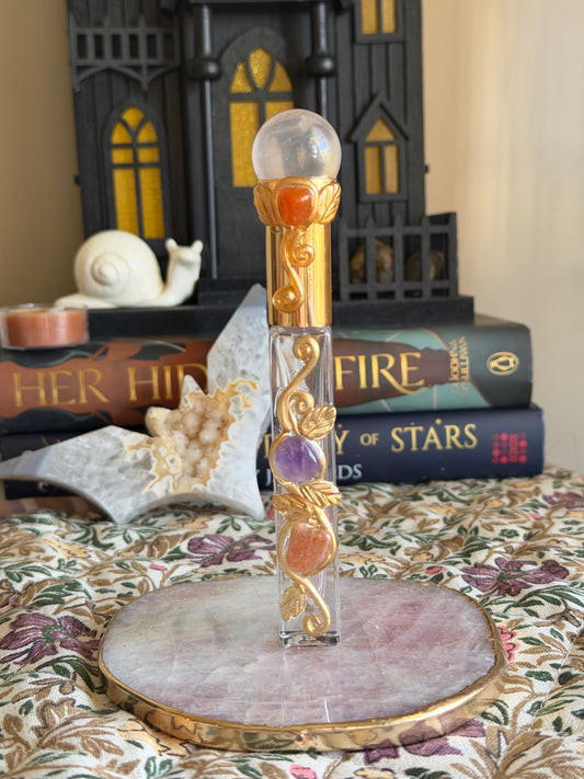 Magickal Perfume Bottle - Golden Carnelian and Amethyst