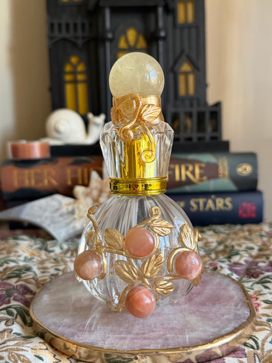 Magickal Perfume Bottle - Golden Citrine and Peach Moonstone