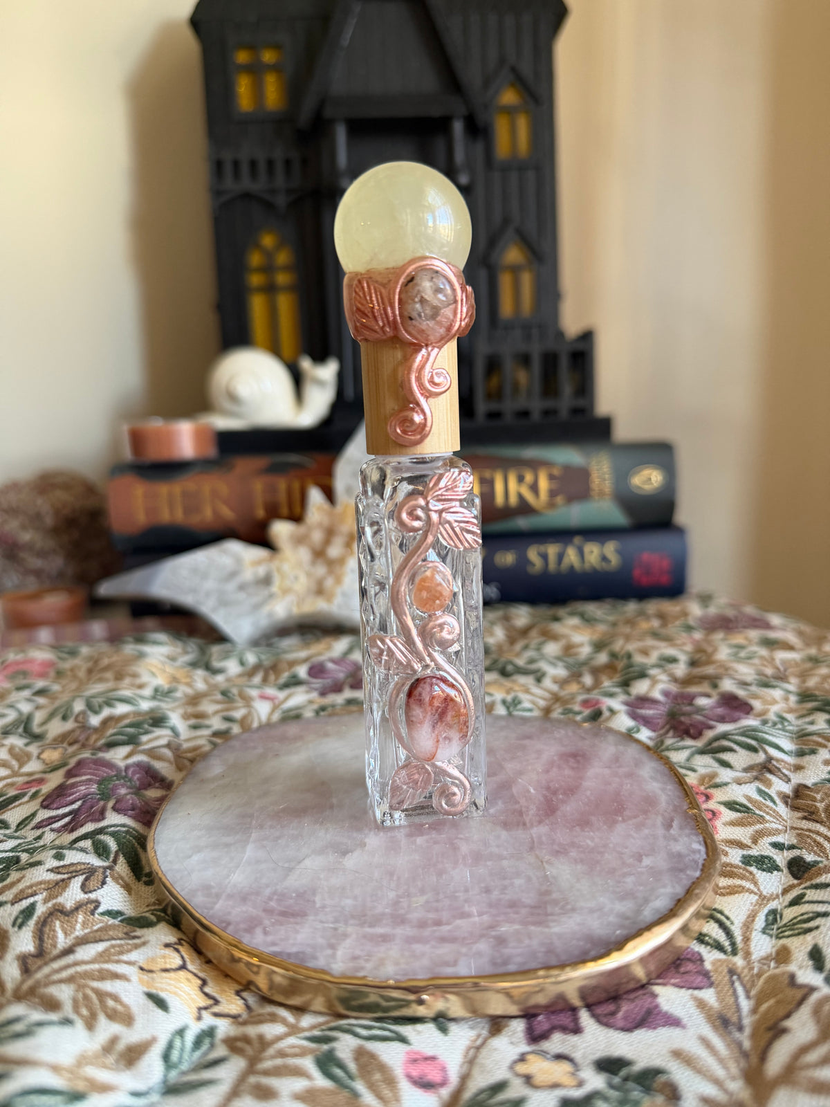 Magickal Roller Ball - Citrine and Hematoid Quartz
