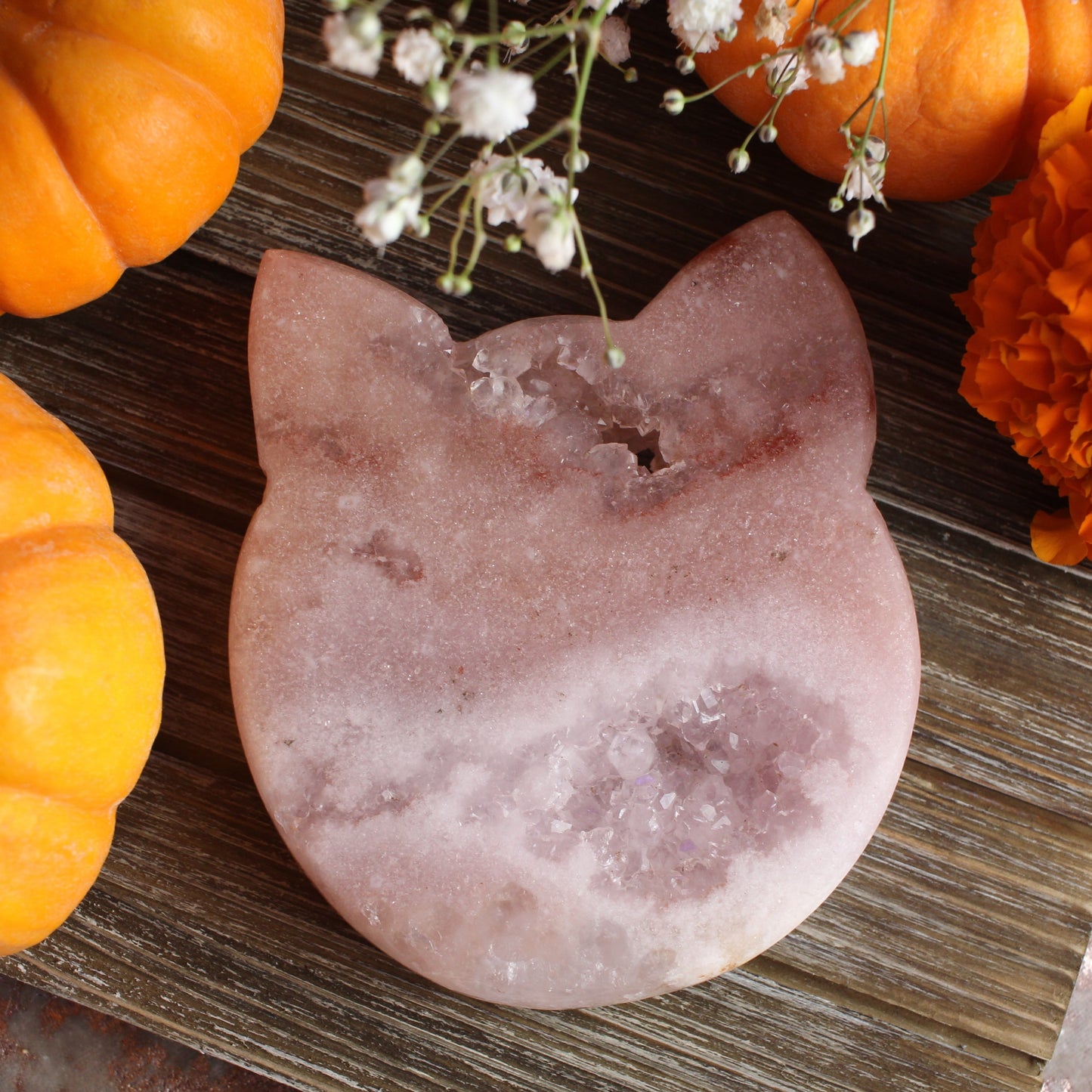 Pink Amethyst Cat Head