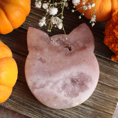 Pink Amethyst Cat Head