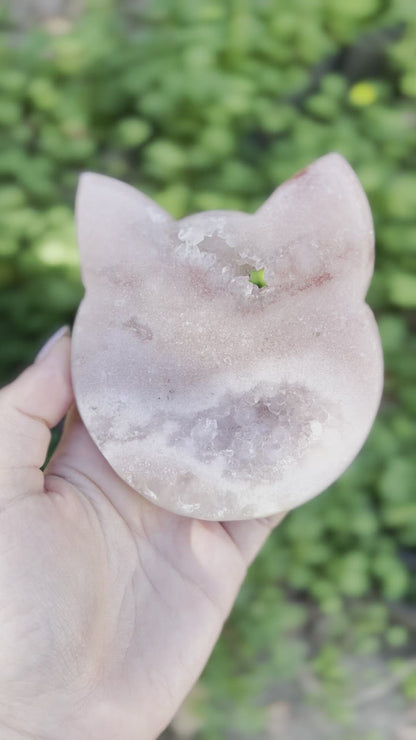 Pink Amethyst Cat Head