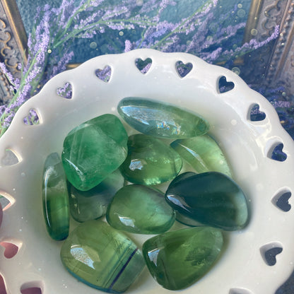 High Quality Large Tumbled Green Fluorite