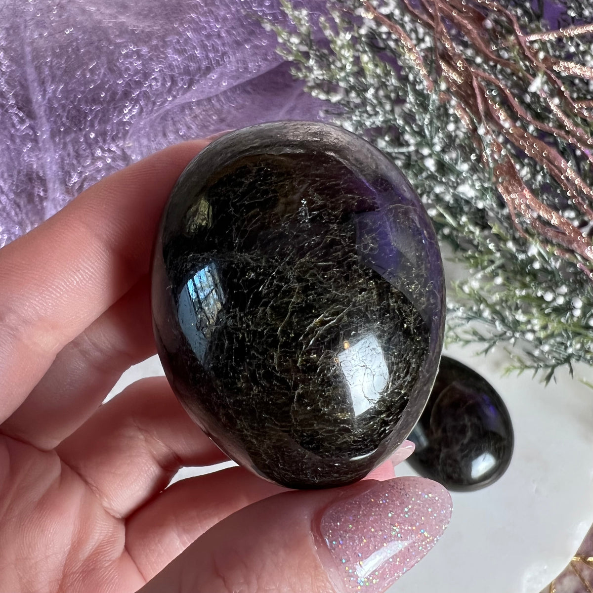 Black Tourmaline Palm Stones