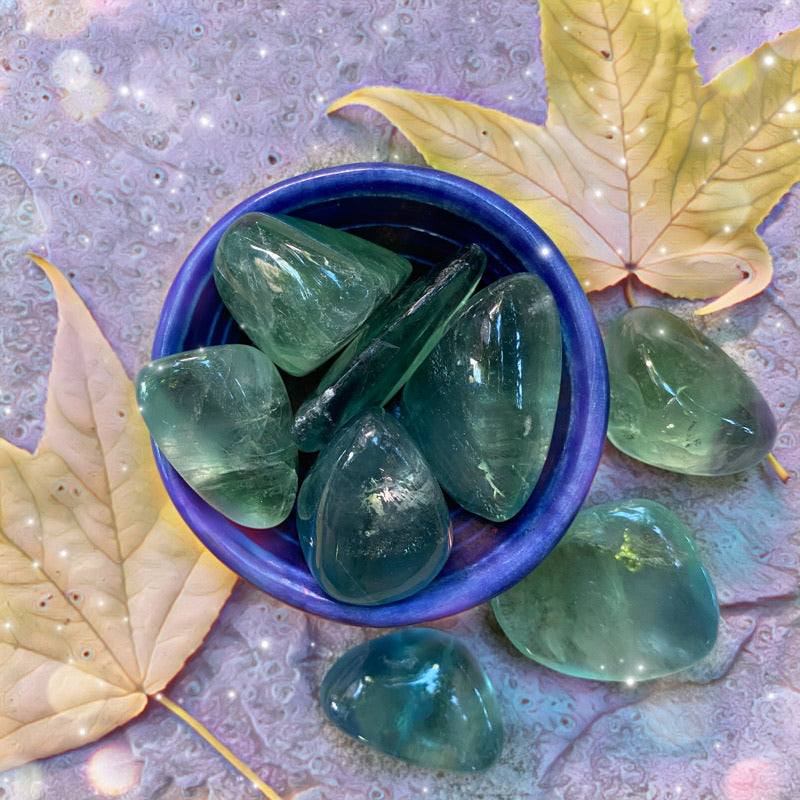 High Quality Large Tumbled Green Fluorite